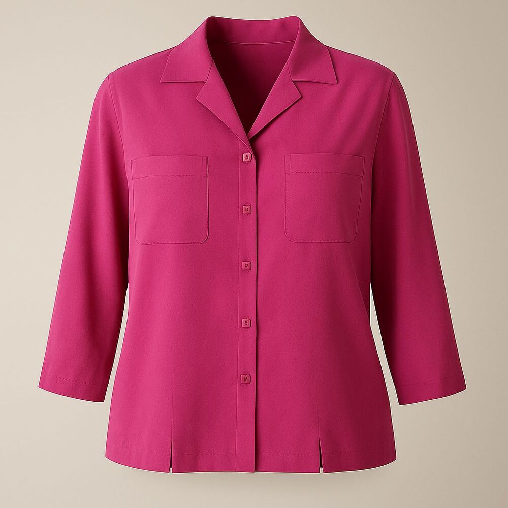 Nexx Womens Silk Button Shirt Sz Small Hot Pink Vintage Business Casual Office
